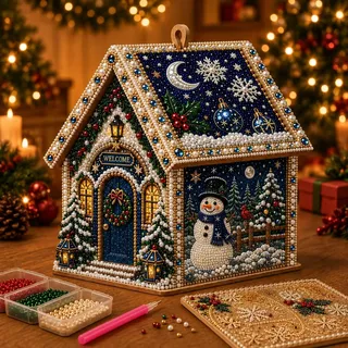 Diamond Painting Weihnachten,3D Holz Weihnachtsdorf Weihnachtshaus (J) | Diamond Painting Erwachsene,DIY Diamant Painting Weihnachtsstadt Weihnachtsbaumschmuck,Malen nach Zahlen Geschenk