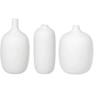 blomus Dekovase 3er Set -CEOLA- Blumenvase, Dekoration für Blumen: Modernes Design (3 St), 3er Set, Keramikgut, Japanisches Design weiß