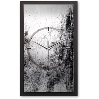 Kreative Feder 3D Designer-Wanduhr Scratched Metal in modernem Metallic-Look 50x30cm rechteckig analog lautlos ohne Ticken (Scratched Metal, leises Funkuhrwerk)