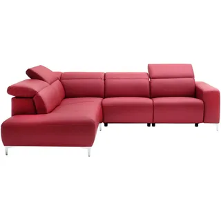 Pure Home Lifestyle Ecksofa, Rot, Metall, Echtleder, Rindleder, Uni, 4-Sitzer, Ottomane links, L-Form, 290x223 cm, Blauer Engel, Goldenes M, Dgm, Typenauswahl, Lederauswahl, Stoffauswahl, seitenverkehrt erhältlich, Hocker erhältlich, Wohnzimmer, Sofas & Couches, Wohnlandschaften, Ecksofas