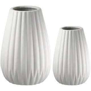 Gilde Vase "Piega" in Weiß - (H) 17cm – Gr.: onesize