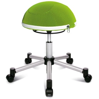 Ergonomischer Bürohocker mit rollen Sitness HALF BALL, grün mit Metallkreuz