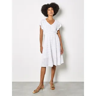 Apricot Minikleid Geblümtes Weiß 36