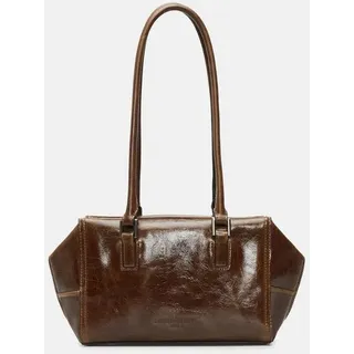 Liebeskind Berlin Schultertasche Archive Kayla Satchel S, Handliche Tasche in Lacklederoptik mit glossy Finish braun