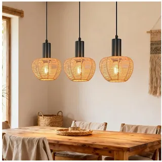 Nettlife Pendelleuchte Retro Boho Schwarz Hängelampe aus Papier 1/3 flammige E27, Höhenverstellbar, ohne Leuchtmittel, ob Schlafzimmer Flur Esszimmer Dachboden Küche schwarz