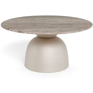 Actona Couchtisch ACTONA GROUP "Ferrol Beistelltisch– stilvoll & modern mit eleganter Marmorplatte", beige (grau toronto, grau, grau toronto), B:80cm H:42cm T:80cm, Tische, Couchtisch, Rund. Grauer Toronto Marmor, raues Stahlgestell, grau. Ø: 80 cm
