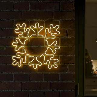 LED Fensterdeko Schneeflocke - Weihnachtsbeleuchtung - 384 warmwei√üe LED - H: 47cm - f. Au√üen - wei√ü
