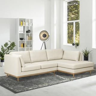Max Winzer® Ecksofa Sofa Larsen Ecksofa rechts mit Sofa 2-Sitzer links Flachgewebe creme, 1 Stück, im skandinavischen Design beige