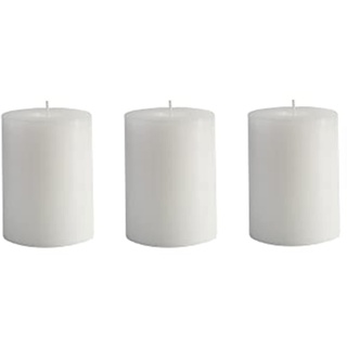 Memoward Stumpenkerzen Weiß,Kerzen Groß 3er Set,Lange Brenndauer ca.50+ Std,Saubere Verbrennung,Unparfümiert,für Haushalt,Feiern und Gastronomie Deko,(7.5 x 10 cm-3er, Weiß)