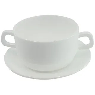 Arcoroc Suppentasse 32cl Restaurant weiß stapelbar mit Untertasse (VE wählbar) Größe 6 Stück