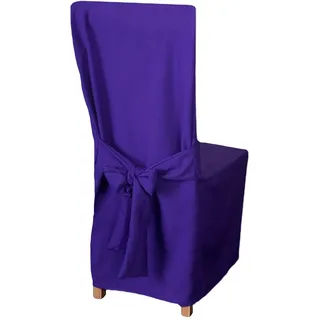 HOME DEKO Stuhlhussen mit Schleife, Universal-Sitzbezüge zum Schonen von Stühlen für Wohnzimmer, Esszimmer oder Küche, Perfekt für Anlässe Aller Art, Violett, 6 Stück