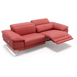 Designer Sofa FERRARA Relaxsofa Leder Couch - Rot