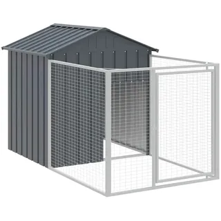 vidaXL Hundehütte mit Auslauf Anthrazit 117x201x123cm Verzinkter Stahl