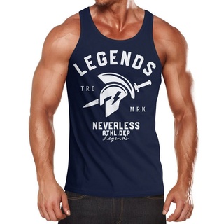 Neverless Tanktop Cooles Herren Tank-Top Gladiator Sparta Gym Athletics Sport Fitness Muskelshirt Muscle Shirt Neverless® mit Print blau XXL