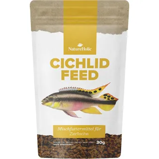 NatureHolic Chichfeed - Chichlidenfutter I Spezialfutter für Cichliden I extra für Fleischfresser I schonende Herstellung I Made in Germany I 30 g