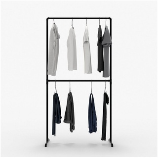 pamo. design Kleiderständer LAS, (Kleiderstange ohne Bohren), Offene und freistehende Kleiderstange schwarz 100 cm x 195 cm x 50 cm