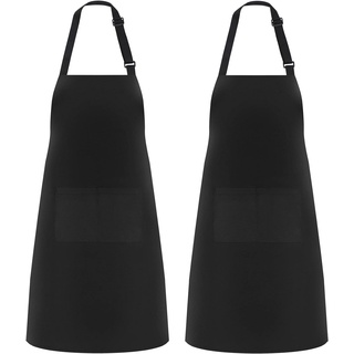 Cheerhom 2 Pack verstellbare Kochschürze für Männer und Frauen mit 2 geräumigen Taschen - Schürzen für Köche BBQ Malerei Backen Kochen