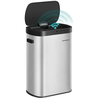 Songmics Sensor-Mülleimer 50 l Schwarz/Silberfarben