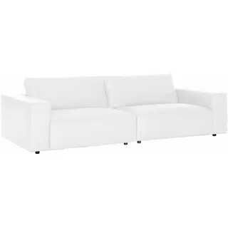 Big-Sofa GALLERY M BRANDED BY MUSTERRING "LUCIA" Sofas Gr. B/H/T: 292 cm x 81 cm x 124 cm, Leder BAX, Standardnaht-Zweinadelnaht, weiß (snow bax) Leder-Einzelsofas in vielen Qualitäten und 4 unterschiedlichen Nähten, 3-Sitzer