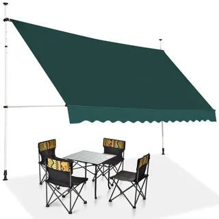RELAX4LIFE Klemmmarkise 400 cm breit, Markise Balkon ohne Bohren, Höhenverstellbare Balkonmarkise mit Handkurbel, Sonnenschutz für Terrasse Balkon Veranda (400x175cm, Grün)
