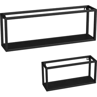 HOMCOM Wandregal 2er-Set Schweberegal aus Stahl, Wandboard, Regalbrett für Küche, Wohnzimmer, Schwarz   Aosom