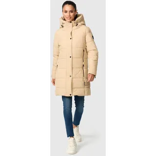 Marikoo Damen, Winterjacke Stepp Winter Jacke Übergang Steppjacke lang warm Kapuze B987 [B987-Karumik-Sand-Gr.XXL] - XXL