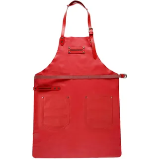 Feuermeister Lederschürze Nackenberiemung rot Gr. 1