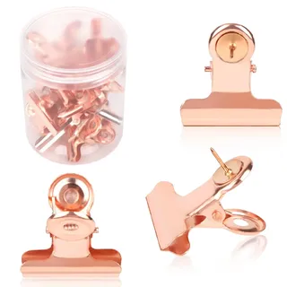 20 Stück Pinnwand Clips, Robust Reißzwecken Klammer mit Stiften ohne Loch Korktafel-Zubehör für Wandbasteln Papier Fotos Poster Zuhause Büro Pinnwand (Roségold)