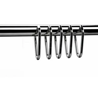 FRELU® Duschvorhangringe aus Edelstahl oben offen, Variante:10 Vorhangringe - Silber