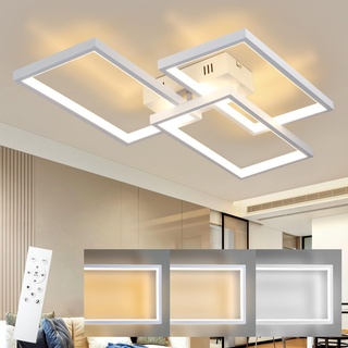 CBJKTX LED Deckenleuchte Wohnzimmer Deckenlampe - Modern 80CM 72W Wohnzimmerlampe Dimmbar mit Fernbedienung Weiß Schlafzimmerlampe Rechteck Metall-Design für Schlafzimmer Kinderzimmer küchen
