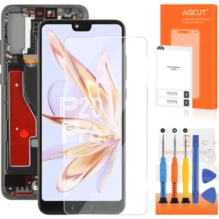 Display LCD für Huawei P20 Pro Bildschirm Ersatz für Huawei P20 Pro CLT-L09 CLT-L29 AL00 6,1 Zoll LCD Screen Digitizer Touchscreen Assembly mit Reparatur-Set (Schwarz mit Rahmen, Nicht für P20)
