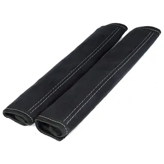 L & P Car Design Gurtpolster Gurtschoner Auto in Schwarz mit grauer Naht Sicherheitsgurt, (2 Stück), Microfaser grau|schwarz