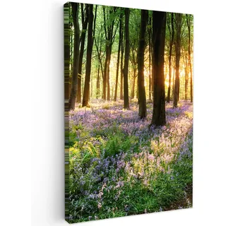 OnlyWow© Outdoor Poster 80x120 cm Gartendeko Wetterfest Wanddeko Terrasse Leinwandbilder Aesthetic Deko Außenbereich Wandbilder Modern Draußen Wald - Natur - Blumen - Sonne - Baum - Lila