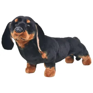 vidaXL Kuscheltier Hund Dackel 35 cm Schwarz