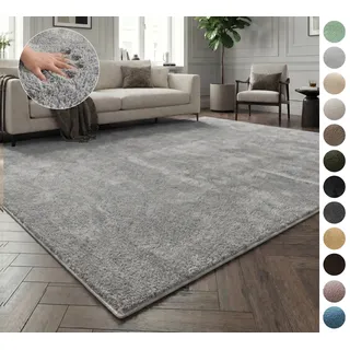 OTTO home Teppich Cali, in Standard- und Premium-Qualität, 13 mm oder 16 mm Höhe, rechteckig, Uni-Farben, kuschelig, & weich, waschbar, Wohnzimmer, Schlafzimmer grau rechteckig | 180 cm x 230 cm
