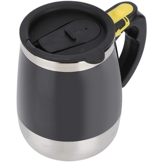 Fdit 400ML Edelstahl Elektromagnetischer Wasserbecher USB-Aufladung Milchkaffee Selbstrührender Mischbecher mit Ein-Knopf-Schalter für den Heimgebrauch(Schwarz)