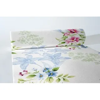 Mank Airlaid Tischläufer 40 cm x 24 m, 1 Stück - Frühling Sommer Floral Vögel