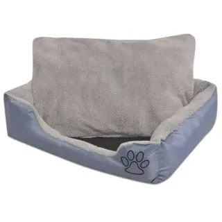vidaXL Hundekorb mit gepolstertem Kissen XXL 80 x 80 cm grau