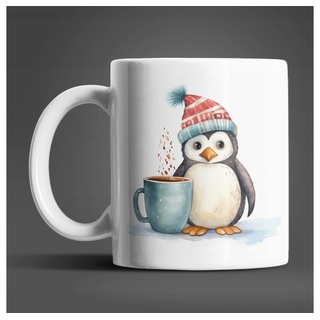 WS-Trend Tasse Süßer Pinguin Coffee Kaffeetasse Teetasse, Keramik, Geschenkidee 330 ml weiß
