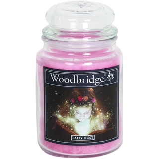 Woodbridge Duftkerze im Glas mit Deckel | Fairy Dust | Duftkerze Rose | Kerzen Lange Brenndauer (130h) | Duftkerze groß | Kerzen Rosa (565g)