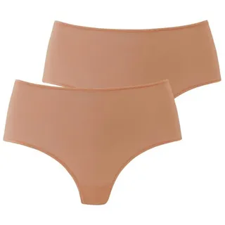 LASCANA High-Waist-String (2er-Pack) aus weicher und hoch elastischer Microfaser braun 32/34