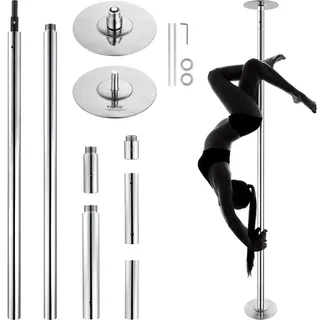 Vevor Professionelle Tanzstange, Pole Dance Tragbare Tanzstange Profi ca. 222,6-282,4 cm Höhenverstellbare Abnehmbare Fitnessstange Spinning Fitness Silber, Tanzstange Fitnessstudios, Club, Party