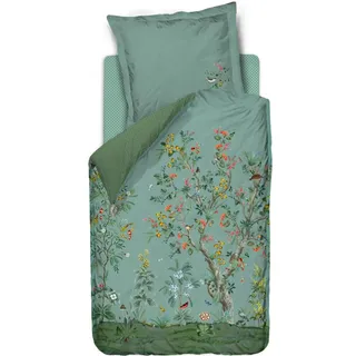 Pip Studio Wild and Tree Perkal Wendebettwäsche Set aus 100% Baumwolle, 200 Fadenzahl, Geblümtes Design mit Wendeoptik, Grün, 135 x 200 cm mit Kissenbezug