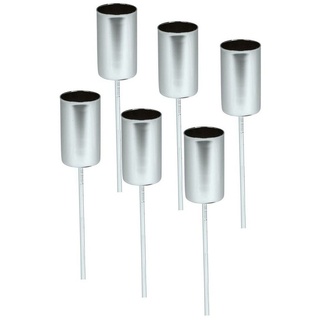 Spetebo Kerzentülle Kerzenpick für Tafelkerzen 6er Set - silber (Set, 6 St., 6er-Set), Stecker Advents - Weihnachts Gesteck - Kerzenpick für Stabkerzen silberfarben