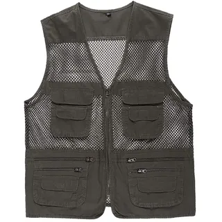 Daoba Sommer Outdoor Sport Weste Mesh Atmungsaktiv Safari Weste Mit Vielen Taschen Für Jagd Angeln Camping - L