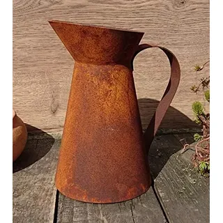 terracotta-toepfe-de Deko Kanne 20 cm hoch aus Metall Edelrost Rost Garten Pflanzgefäß Blumentopf Landhaus Shabby chic Vintage Pflanzgefäß