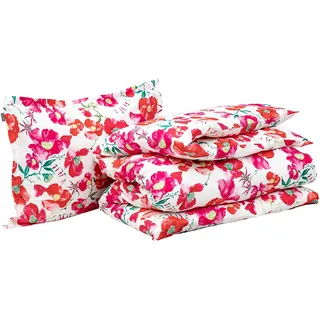 GANT Blooming Bettwäsche-Set Rot Größe 200x220+2x80x80 + 2X Größe 80x80cm Blumen Flowers