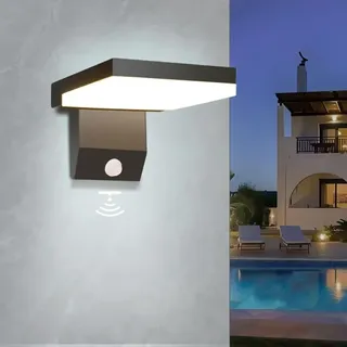 18-w-außenwandleuchte Mit Bewegungsmelder, 6000 K Außenbeleuchtung, Ip66 Wasserdicht, Moderne Wandleuchte Für Haus, Veranda, Garage, 1 Stück, Schwarz [energieklasse E] – Crezuo