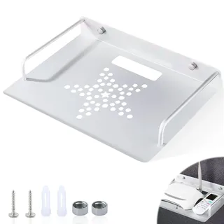 TOATELU Universelle Wandhalterung für Router, Router Regal, Kleiner Projektor Wandregal, Aluminium Mehrzweck Halter Wandregal, für TV-Box, Router, Set-Top-Box, Mini PC, TV Zubehör (Silber)