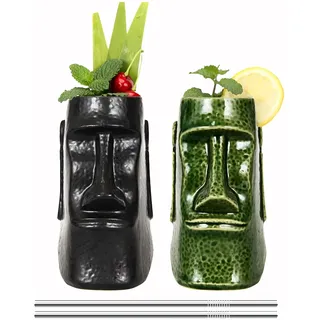 Vinbcorw Tiki gläser–Tiki Becher – cocktailgläser–Cocktail Set–Keramik Cocktailgläser–Hawaii deko –Tiki Bar–Partydekoration–Tiki Cocktail Party–Tiki Themed Parties–Halloween Parties.,A1